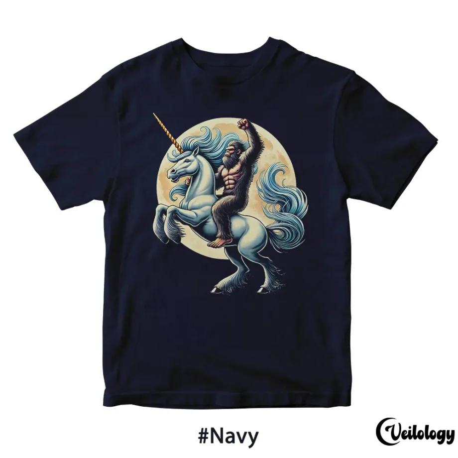 Funny Sasquatch riding a unicorn shirt for kids, perfect gift for boys and girls