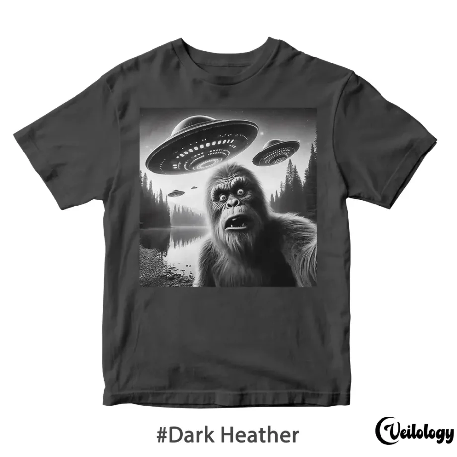 Funny Sasquatch selfie shirt with UFOs and extraterrestrials shirts