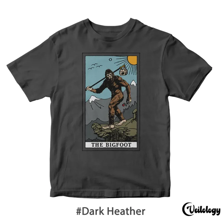 Bigfoot tarot card shirt with a retro Sasquatch design for believers