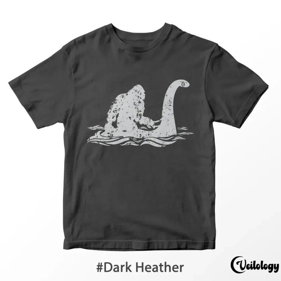 Sasquatch on Loch Ness Monster t shirt with a quirky cryptid design