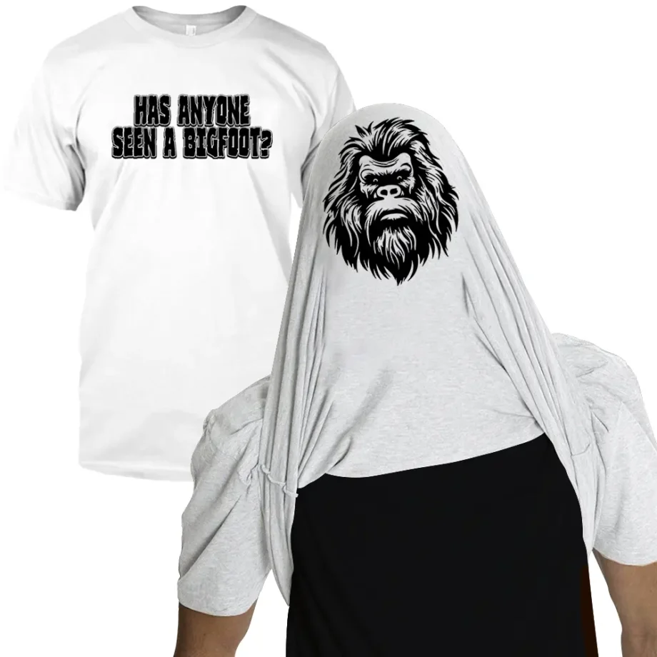 Funny Bigfoot surprise flip shirt for men with hidden Sasquatch design