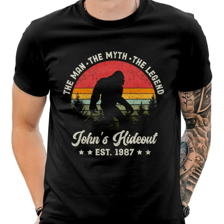 Personalized Bigfoot dad shirt with custom Sasquatch design for Father’s Day