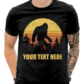 Personalized retro Bigfoot shirt with custom Sasquatch design