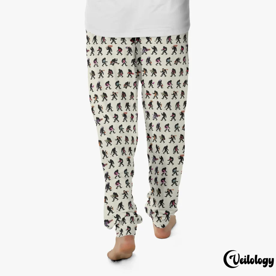 Sasquatch lounge pants with a playful and colorful Bigfoot pattern