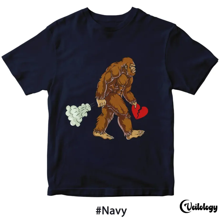 Bigfoot anti-Valentine's Day shirt featuring Sasquatch and a humorous broken heart design