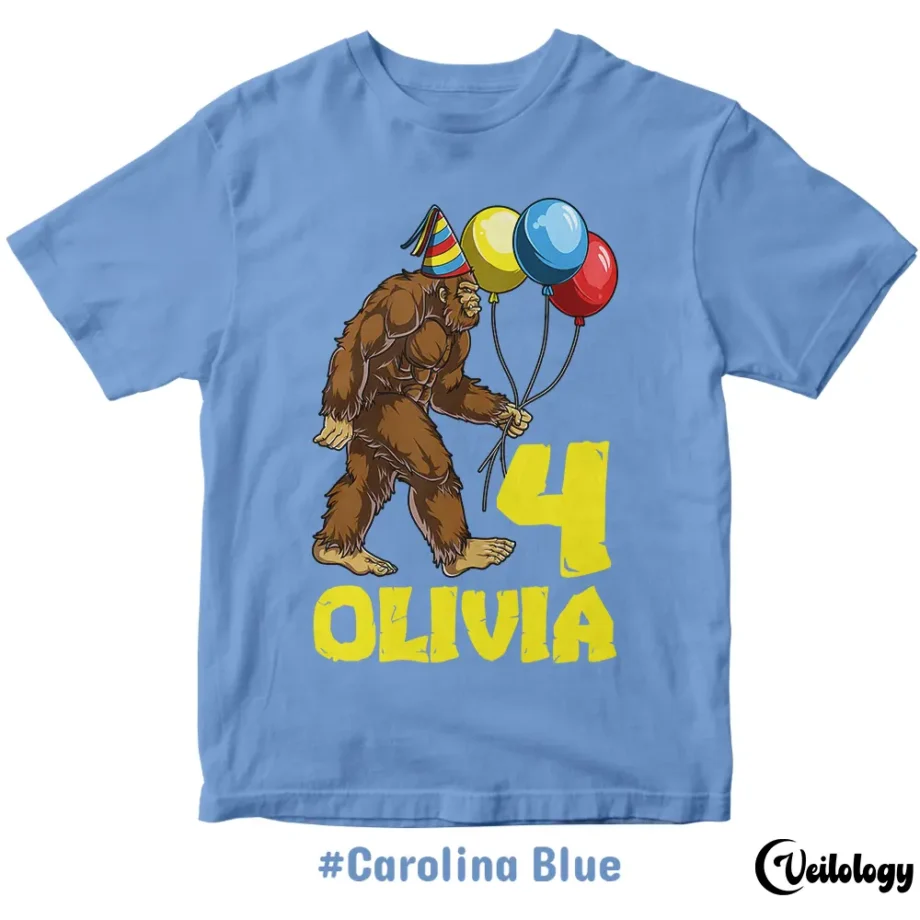 Bigfoot birthday shirt with customizable name and age for kids