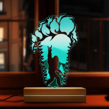 Bigfoot footprint lamp night light with Sasquatch 3D LED design