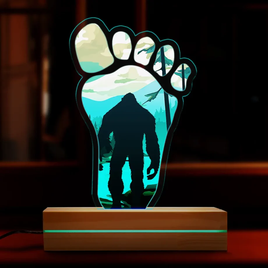 Bigfoot footprint night light with believe Sasquatch 3D LED lamp design