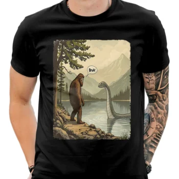 Bigfoot Loch Ness Monster vintage shirt with 'Bruh' caption for cryptid humor