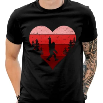 Bigfoot F*ck Valentine's Day T-shirt - Sasquatch Middle Finger Anti-Valentine Sasquatch inside a rustic heart design