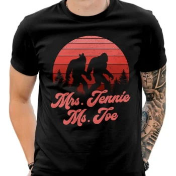 Custom Bigfoot couple shirt with Sasquatch design, perfect Valentine's Day gift