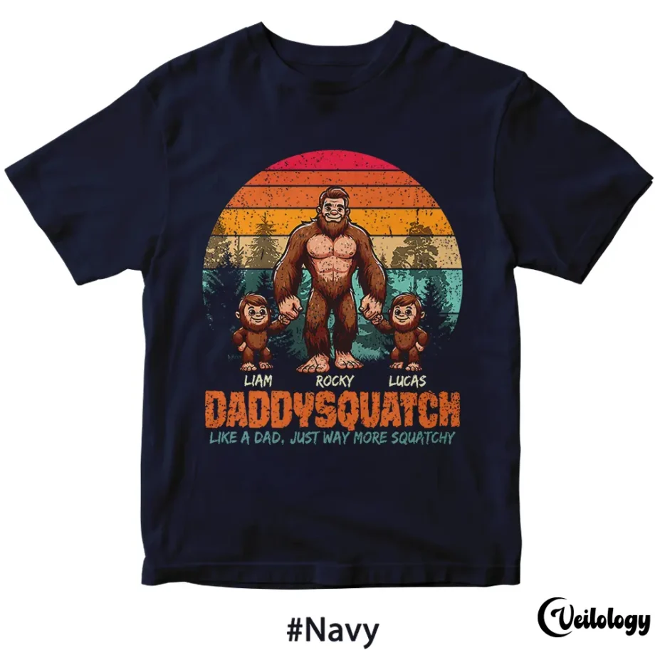 Bigfoot Dad shirt with custom names for Father’s Day Sasquatch gift idea