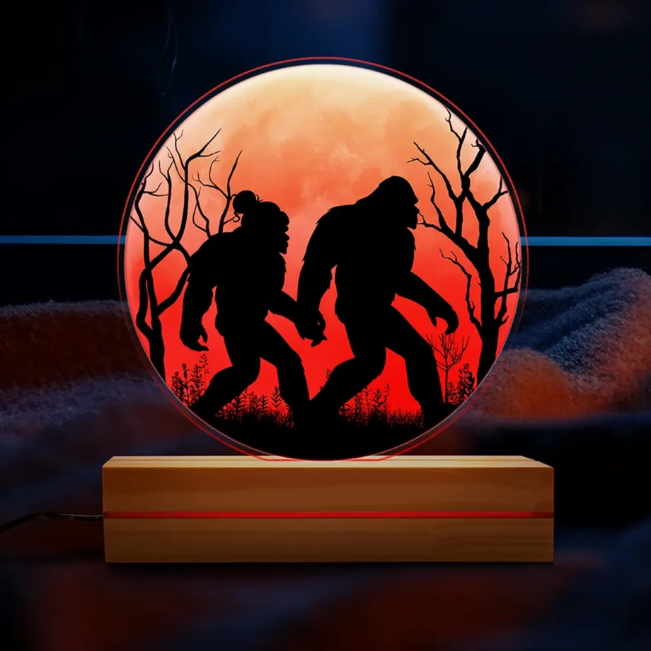 Romantic Bigfoot Couple Night Light - Valentine's Day Sasquatch 3D LED Lamp