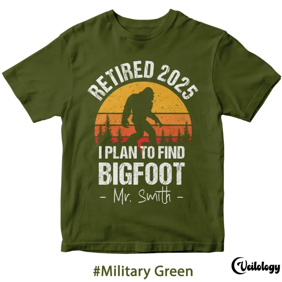 Sasquatch retired 2025 T-shirt with Bigfoot design and customizable name