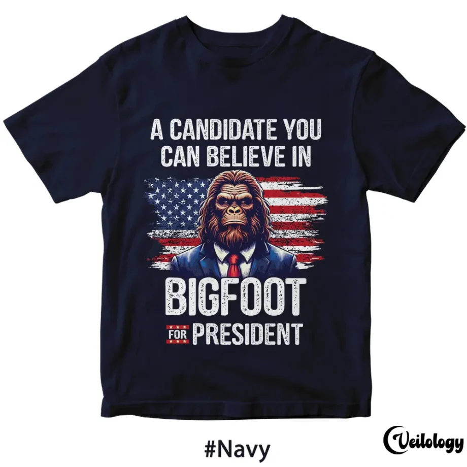 Bigfoot Sasquatch candidate shirt with USA flag for patriotic fans of cryptids